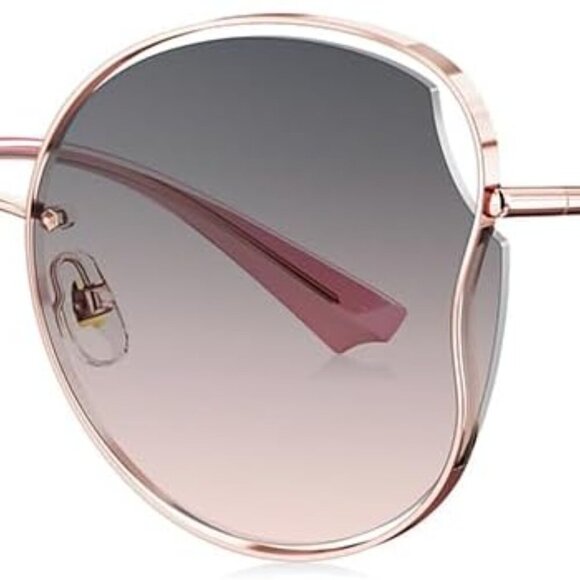 Women Oversized Butterfly Sunglasses Rose Gold Pink Gradient UV Protection